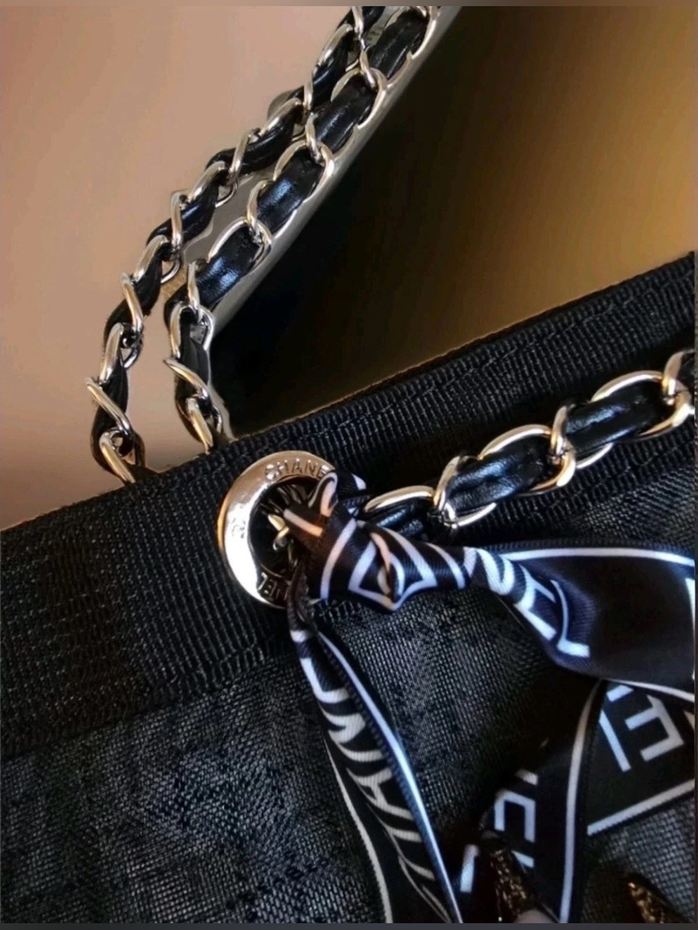 Beauty Black Mesh Tote with Matching Pouch; NWOT - Picture 4 of 9